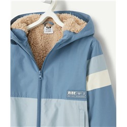 Blue hooded jacket with soft interior for boys