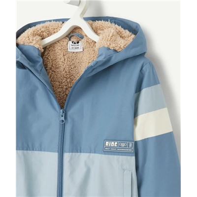Blue hooded jacket with soft interior for boys