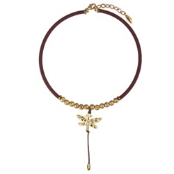 Колье Стрекоза (каучук шоколад, лава золотая; покрытие золото 40-45см), Есть комплект