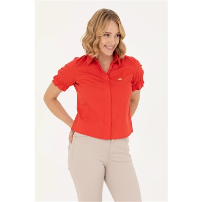 Kadın Kırmızı Kısa Kollu Gömlek