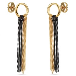 Серьги (покрытие золото, черный родий), Есть комплект