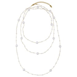 Колье Просекко (Майорка 5-10мм белая; покрытие золото) 185-190см, Есть комплект