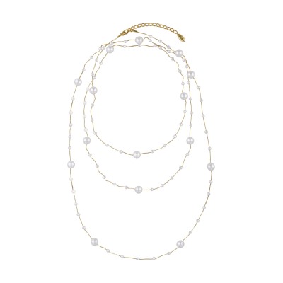 Колье Просекко (Майорка 5-10мм белая; покрытие золото) 185-190см, Есть комплект