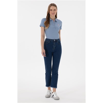 Kadın Mavi Basic Polo Yaka Tişört
