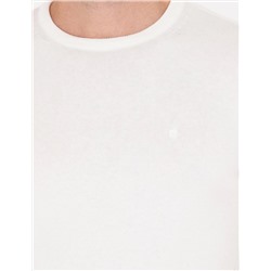 Ekru Slim Fit Bisiklet Yaka Basic Triko Kazak