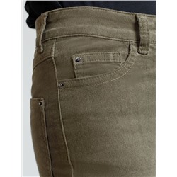 Укороченные эластичные брюки слим из микро вельвета