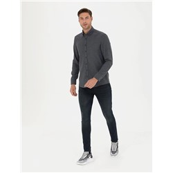 Lacivert Slim Fit Uzun Kollu Gömlek