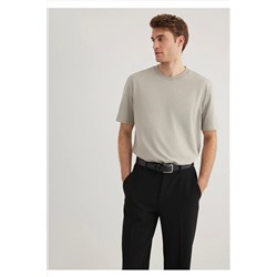 Mavi Bisiklet Yaka Gri Basic Tişört Loose Fit / Bol Rahat Kesim 0611596-70100