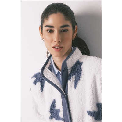 Bata corta borreguito blanco estampado pájaros