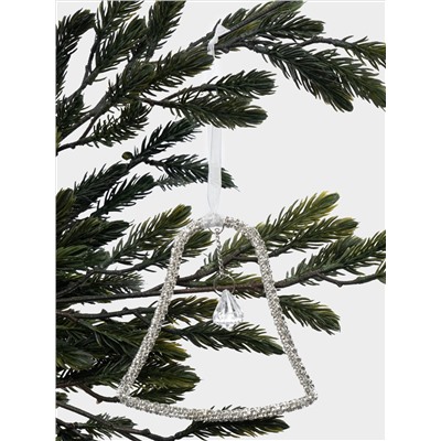 Игрушка елочная, 12 см, пластик/металл, серебристая, Колокольчик, Event