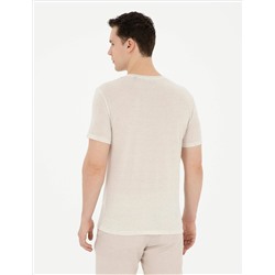Bej Slim Fit Basic Tişört