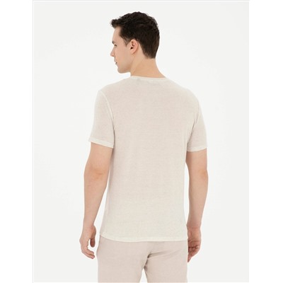 Bej Slim Fit Basic Tişört