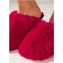 Pantoffeln aus Soft-Teddy-Gewebe leuchtend rot