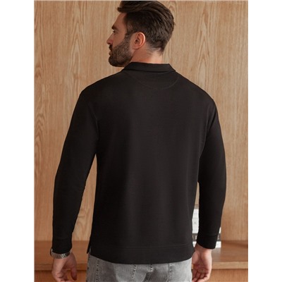 Лонгслив с воротником поло на пуговицах из премиального хлопка с эластаном