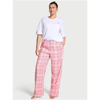 Victoria's Secret Flannel Short-Sleeve Long Tee-Jama Set