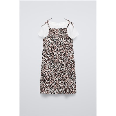 ANIMAL PRINT DRESS WITH COMBINED T-SHIRT