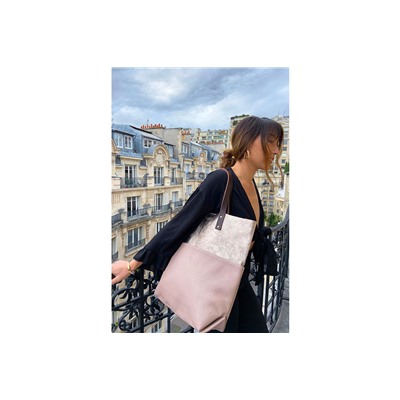 Bolso shopper de piel Alon Dorado y rosa empolvado