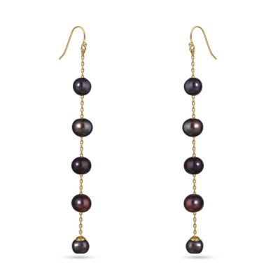 Серьги (жемчуг баклажановый 8мм; покрытие золото), Есть комплект