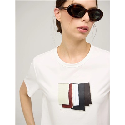 Белая футболка "Отрезки ткани"