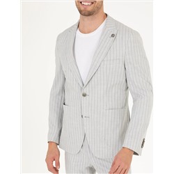 Gri Ex. Slim Fit Çizgili Spor Takım Elbise
