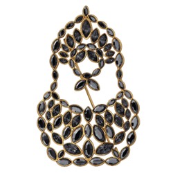 Брошь Матрешка (кристаллы SW темно-серые, гематит; покрытие золото), Есть комплект