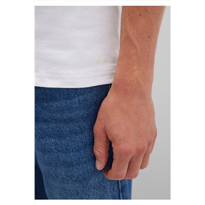 Mavi Stretch Beyaz Basic Tişört Fitted / Vücuda Oturan Kesim 061747-620