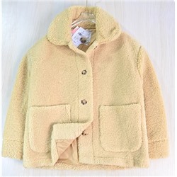 Пальто с лацканами из фактурной искусственной овечьей шерсти