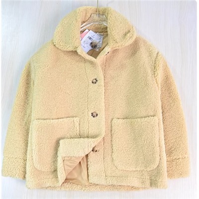 Пальто с лацканами из фактурной искусственной овечьей шерсти