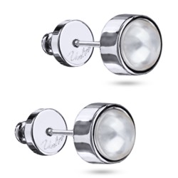 Пусеты Теннис (Майорка белая 6мм; покрытие родий), Есть комплект