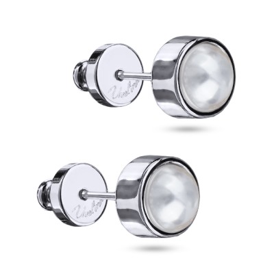 Пусеты Теннис (Майорка белая 6мм; покрытие родий), Есть комплект