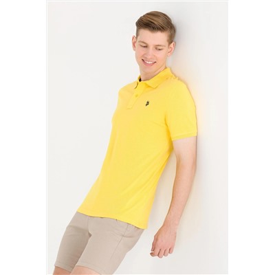 Erkek Koyu Sarı Basic Polo Yaka Tişört