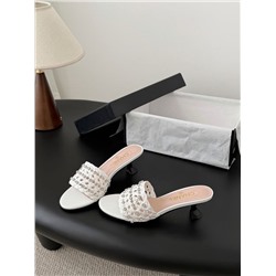 Женские шлепки / мюли  на элегантном каблучке 5 цветов ШАНЕЛ*Ь