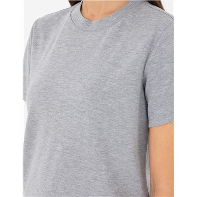 Gri Melanj Slim Fit Basic Tişört