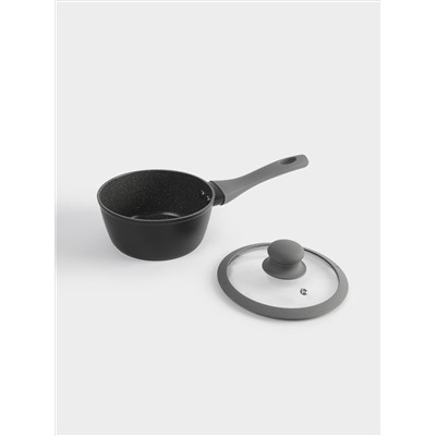 Ковш, 16 см, 1,3 л, с крышкой, с покрытием, алюминий, серо-черный, Robust