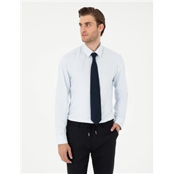Açık Mavi Slim Fit Uzun Kollu Basic Gömlek