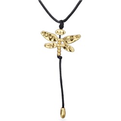 Кулон Стрекоза (текстиль черный; покрытие золото 80см), Есть комплект