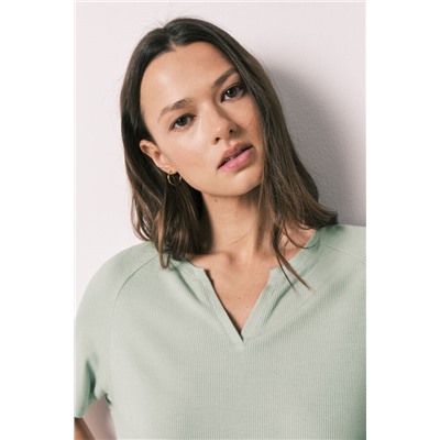 Pijama corto textura waffle verde