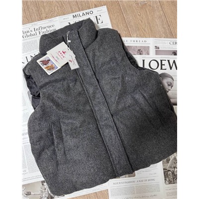 Женский короткий жилет без рукавов с воротником-стойкой