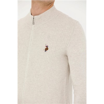 Erkek Taş Melanj Basic Triko Hırka