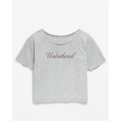 Off-Shoulder Graphic T-Shirt for Girls