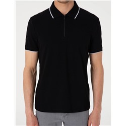 Siyah Slim Fit Polo Yaka Tişört
