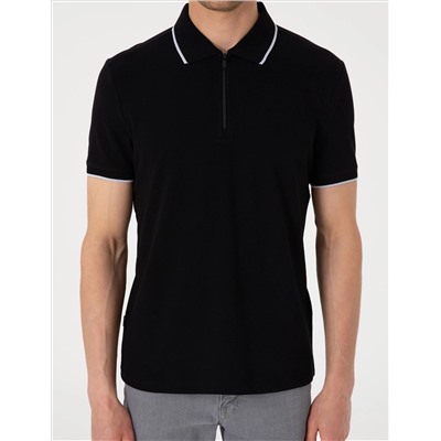 Siyah Slim Fit Polo Yaka Tişört
