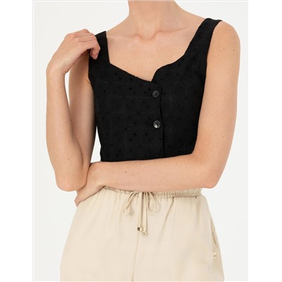 Siyah Crop Top Bluz