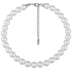 Бусы (Майорка 12мм белая; покрытие родий) 38-45см, Есть комплект