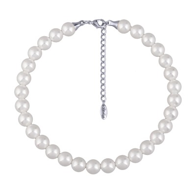 Бусы (Майорка 12мм белая; покрытие родий) 38-45см, Есть комплект