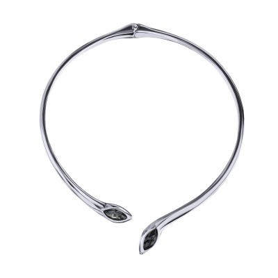 Колье Эдем (кристаллы SW темно-серые; покрытие родий), Есть комплект