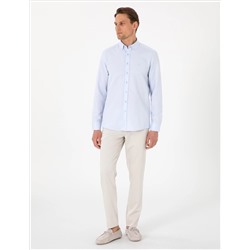 Açık Mavi Oxford Slim Fit Kolay Ütülenebilir Gömlek