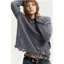 Трендовый свитер с «рваниной» Lim*e 🩶  Экспорт в Россию  Модель унисекс