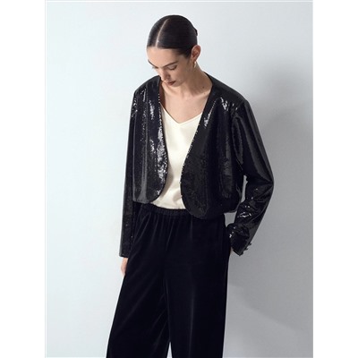 Укороченный жакет с пайетками, ML827/lustrini