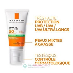 La Roche Posay Anthelios UVmune 400 - SPF50+ - Gel-Crème Oil Control - Avec Parfum 50ml